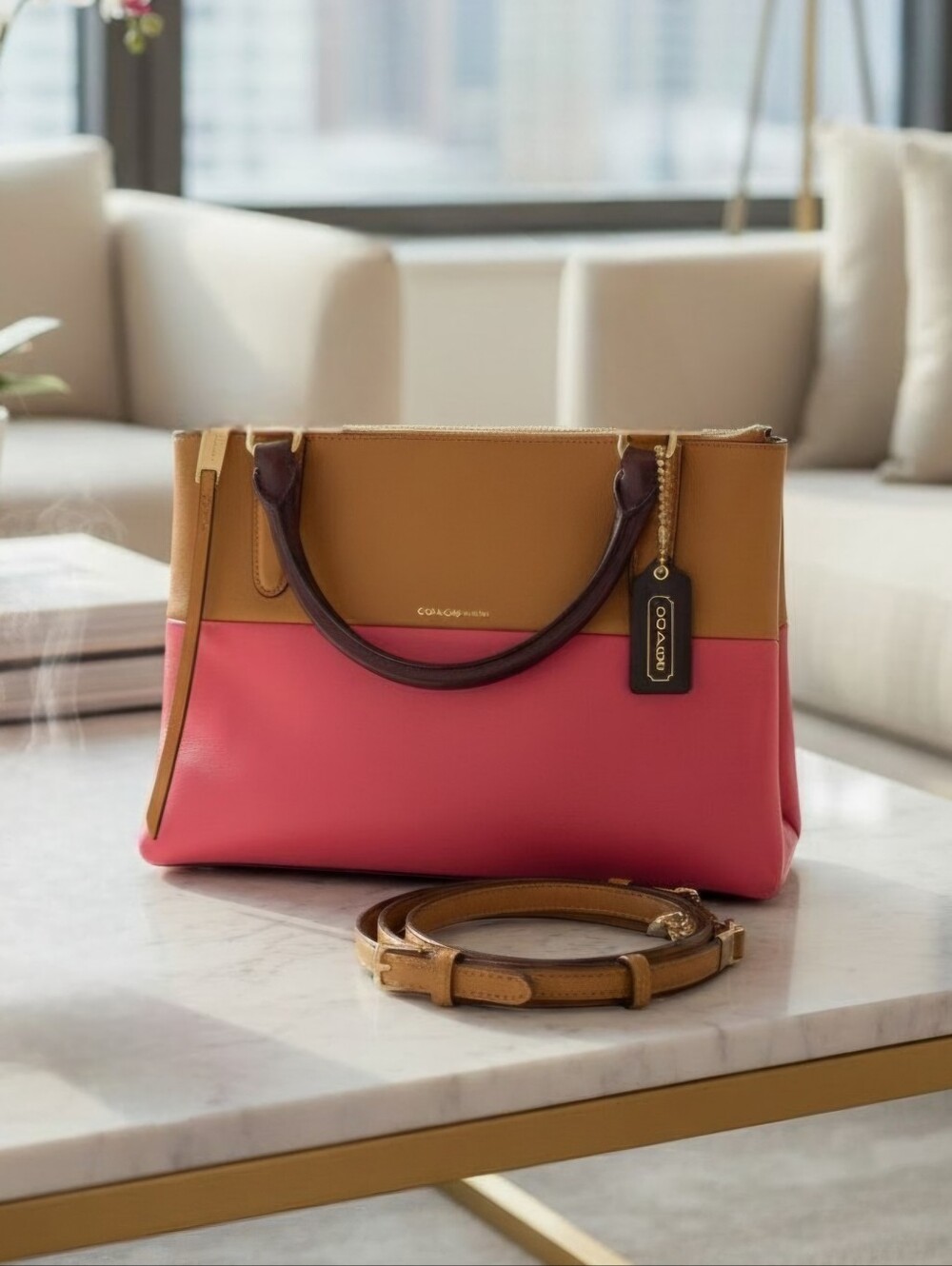 Coach Mini Borough Bag In Retro Colorblock Leather - Picture 2 of 15